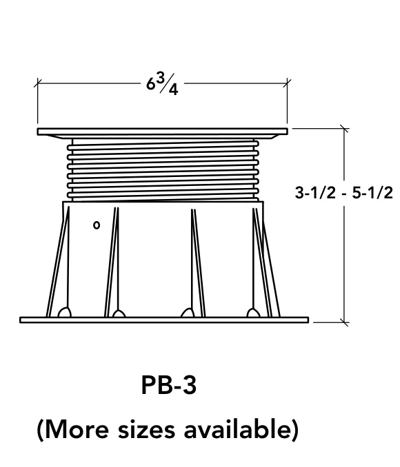 Catalogue drawing of the PB-3 paving pedestal — not an installation photograph