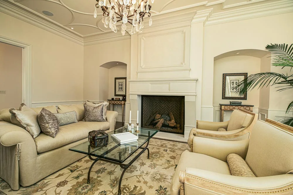 Custom cast stone fireplace mantel